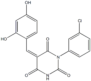 1-(3-chlorophenyl)-5-(2,4-dihydroxybenzylidene)-2,4,6(1H,3H,5H)-pyrimidinetrione|