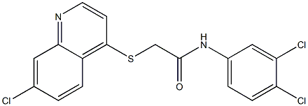 2-[(7-chloro-4-quinolinyl)sulfanyl]-N-(3,4-dichlorophenyl)acetamide,,结构式