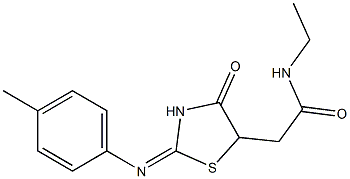 N-ethyl-2-{2-[(4-methylphenyl)imino]-4-oxo-1,3-thiazolidin-5-yl}acetamide,,结构式