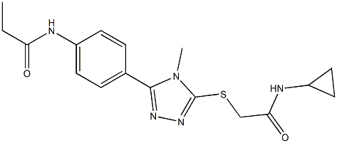 N-[4-(5-{[2-(cyclopropylamino)-2-oxoethyl]sulfanyl}-4-methyl-4H-1,2,4-triazol-3-yl)phenyl]propanamide,,结构式