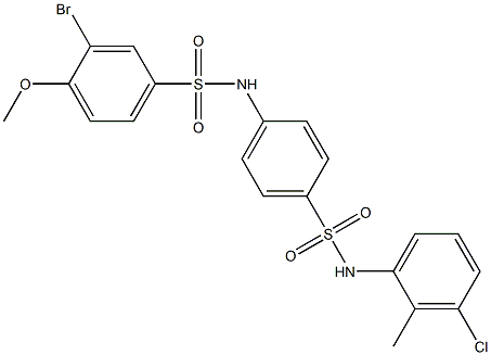 3-bromo-N-{4-[(3-chloro-2-methylanilino)sulfonyl]phenyl}-4-methoxybenzenesulfonamide 结构式