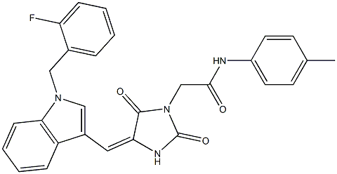 2-(4-{[1-(2-fluorobenzyl)-1H-indol-3-yl]methylene}-2,5-dioxoimidazolidin-1-yl)-N-(4-methylphenyl)acetamide|