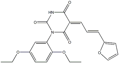 1-(2,5-diethoxyphenyl)-5-[3-(2-furyl)-2-propenylidene]-2,4,6(1H,3H,5H)-pyrimidinetrione,,结构式