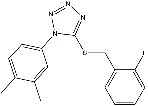 1-(3,4-dimethylphenyl)-5-[(2-fluorobenzyl)sulfanyl]-1H-tetraazole 化学構造式