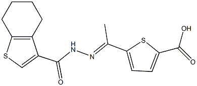 5-[N-(4,5,6,7-tetrahydro-1-benzothien-3-ylcarbonyl)ethanehydrazonoyl]-2-thiophenecarboxylic acid Structure