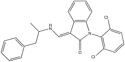 1-(2,6-dichlorophenyl)-3-{[(1-methyl-2-phenylethyl)amino]methylene}-1,3-dihydro-2H-indol-2-one Structure