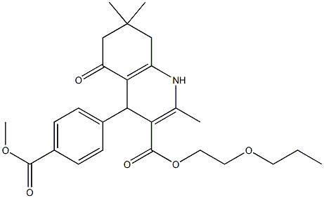 2-propoxyethyl 4-[4-(methoxycarbonyl)phenyl]-2,7,7-trimethyl-5-oxo-1,4,5,6,7,8-hexahydro-3-quinolinecarboxylate 结构式