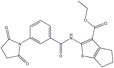 ethyl 2-{[3-(2,5-dioxo-1-pyrrolidinyl)benzoyl]amino}-5,6-dihydro-4H-cyclopenta[b]thiophene-3-carboxylate Struktur