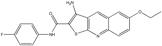 3-amino-6-ethoxy-N-(4-fluorophenyl)thieno[2,3-b]quinoline-2-carboxamide,,结构式