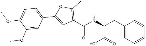 N-[5-(3,4-dimethoxyphenyl)-2-methyl-3-furoyl]phenylalanine Struktur