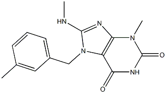 3-methyl-8-(methylamino)-7-[(3-methylphenyl)methyl]-3,7-dihydro-1H-purine-2,6-dione Struktur