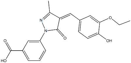 3-[4-(3-ethoxy-4-hydroxybenzylidene)-3-methyl-5-oxo-4,5-dihydro-1H-pyrazol-1-yl]benzoic acid Structure