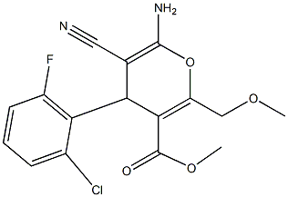 methyl 6-amino-4-(2-chloro-6-fluorophenyl)-5-cyano-2-(methoxymethyl)-4H-pyran-3-carboxylate Struktur