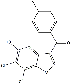 (6,7-dichloro-5-hydroxy-1-benzofuran-3-yl)(4-methylphenyl)methanone,,结构式