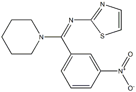 1-[{3-nitrophenyl}(1,3-thiazol-2-ylimino)methyl]piperidine 化学構造式