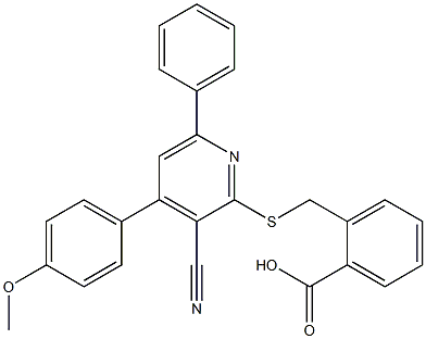 2-({[3-cyano-4-(4-methoxyphenyl)-6-phenyl-2-pyridinyl]sulfanyl}methyl)benzoic acid Structure