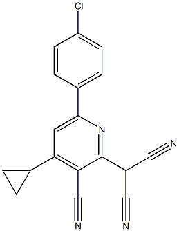 2-[6-(4-chlorophenyl)-3-cyano-4-cyclopropyl-2-pyridinyl]malononitrile,,结构式