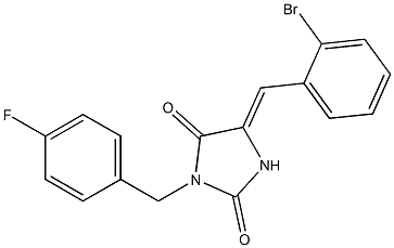 5-(2-bromobenzylidene)-3-(4-fluorobenzyl)-2,4-imidazolidinedione,,结构式