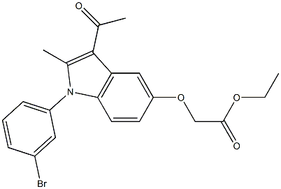 ethyl {[3-acetyl-1-(3-bromophenyl)-2-methyl-1H-indol-5-yl]oxy}acetate,,结构式