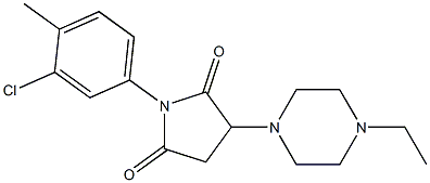 1-(3-chloro-4-methylphenyl)-3-(4-ethyl-1-piperazinyl)-2,5-pyrrolidinedione 结构式