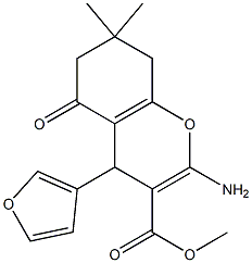 methyl 2-amino-4-furan-3-yl-7,7-dimethyl-5-oxo-5,6,7,8-tetrahydro-4H-chromene-3-carboxylate Struktur