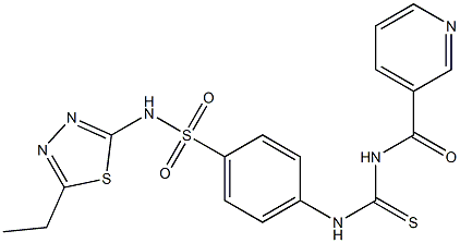 N-(5-ethyl-1,3,4-thiadiazol-2-yl)-4-({[(3-pyridinylcarbonyl)amino]carbothioyl}amino)benzenesulfonamide Structure