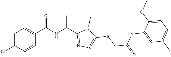 4-chloro-N-[1-(5-{[2-(2-methoxy-5-methylanilino)-2-oxoethyl]sulfanyl}-4-methyl-4H-1,2,4-triazol-3-yl)ethyl]benzamide