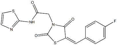 2-[5-(4-fluorobenzylidene)-2,4-dioxo-1,3-thiazolidin-3-yl]-N-(1,3-thiazol-2-yl)acetamide,,结构式