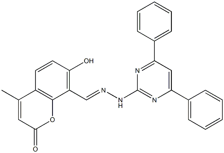 7-hydroxy-4-methyl-2-oxo-2H-chromene-8-carbaldehyde (4,6-diphenyl-2-pyrimidinyl)hydrazone