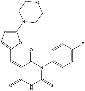 1-(4-fluorophenyl)-5-{[5-(4-morpholinyl)-2-furyl]methylene}-2-thioxodihydro-4,6(1H,5H)-pyrimidinedione 结构式