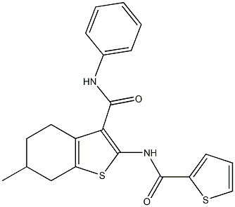 6-methyl-N-phenyl-2-[(2-thienylcarbonyl)amino]-4,5,6,7-tetrahydro-1-benzothiophene-3-carboxamide Structure