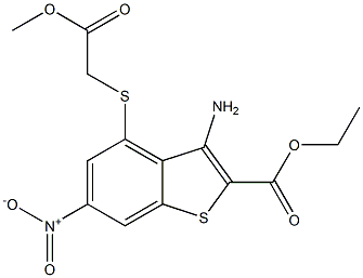 ethyl 3-amino-6-nitro-4-[(2-methoxy-2-oxoethyl)sulfanyl]-1-benzothiophene-2-carboxylate Structure