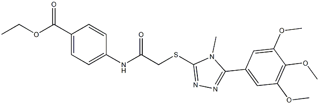 ethyl 4-[({[4-methyl-5-(3,4,5-trimethoxyphenyl)-4H-1,2,4-triazol-3-yl]sulfanyl}acetyl)amino]benzoate,,结构式