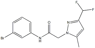 N-(3-bromophenyl)-2-[3-(difluoromethyl)-5-methyl-1H-pyrazol-1-yl]acetamide 化学構造式