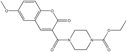 ethyl 4-[(6-methoxy-2-oxo-2H-chromen-3-yl)carbonyl]-1-piperazinecarboxylate,,结构式