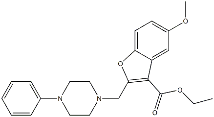ethyl 5-methoxy-2-[(4-phenyl-1-piperazinyl)methyl]-1-benzofuran-3-carboxylate Structure