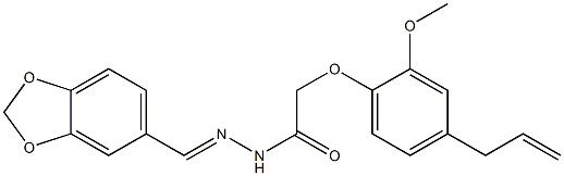 2-(4-allyl-2-methoxyphenoxy)-N'-(1,3-benzodioxol-5-ylmethylene)acetohydrazide 化学構造式