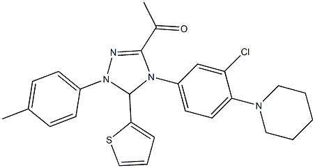 1-[4-[3-chloro-4-(1-piperidinyl)phenyl]-1-(4-methylphenyl)-5-(2-thienyl)-4,5-dihydro-1H-1,2,4-triazol-3-yl]ethanone 结构式