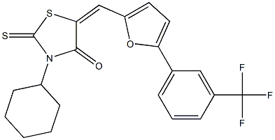 3-cyclohexyl-2-thioxo-5-({5-[3-(trifluoromethyl)phenyl]-2-furyl}methylene)-1,3-thiazolidin-4-one 化学構造式