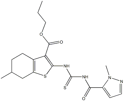 propyl 6-methyl-2-[({[(1-methyl-1H-pyrazol-5-yl)carbonyl]amino}carbothioyl)amino]-4,5,6,7-tetrahydro-1-benzothiophene-3-carboxylate|
