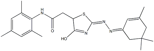  2-{4-hydroxy-2-[(3,5,5-trimethyl-2-cyclohexen-1-ylidene)hydrazono]-2,5-dihydro-1,3-thiazol-5-yl}-N-mesitylacetamide