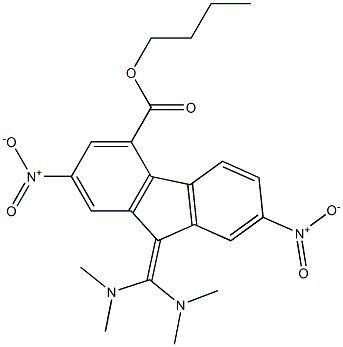 butyl 9-[bis(dimethylamino)methylene]-2,7-dinitro-9H-fluorene-4-carboxylate,,结构式