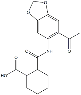 2-{[(6-acetyl-1,3-benzodioxol-5-yl)amino]carbonyl}cyclohexanecarboxylic acid,,结构式