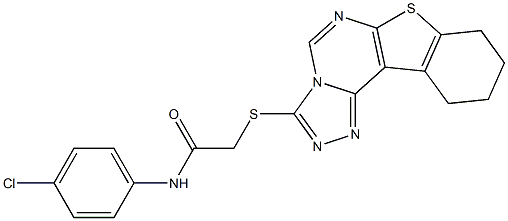 N-(4-chlorophenyl)-2-(8,9,10,11-tetrahydro[1]benzothieno[3,2-e][1,2,4]triazolo[4,3-c]pyrimidin-3-ylsulfanyl)acetamide 化学構造式