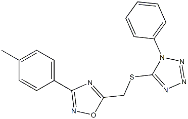 [3-(4-methylphenyl)-1,2,4-oxadiazol-5-yl]methyl 1-phenyl-1H-tetraazol-5-yl sulfide Struktur