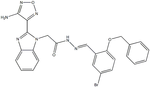 2-[2-(4-amino-1,2,5-oxadiazol-3-yl)-1H-benzimidazol-1-yl]-N'-[2-(benzyloxy)-5-bromobenzylidene]acetohydrazide 结构式