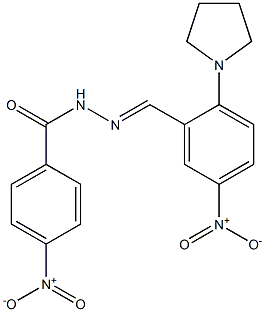 4-nitro-N'-[5-nitro-2-(1-pyrrolidinyl)benzylidene]benzohydrazide 化学構造式