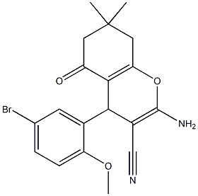 2-amino-4-(5-bromo-2-methoxyphenyl)-7,7-dimethyl-5-oxo-5,6,7,8-tetrahydro-4H-chromene-3-carbonitrile Structure