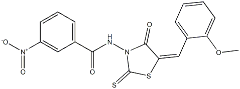 3-nitro-N-[5-(2-methoxybenzylidene)-4-oxo-2-thioxo-1,3-thiazolidin-3-yl]benzamide,,结构式