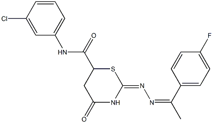 N-(3-chlorophenyl)-2-{[1-(4-fluorophenyl)ethylidene]hydrazono}-4-oxo-1,3-thiazinane-6-carboxamide 化学構造式